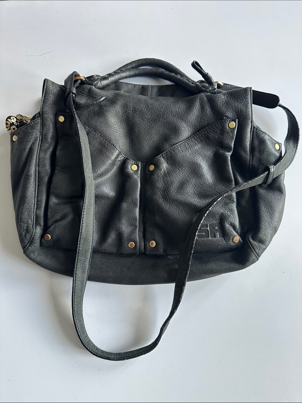 Classic Black Leather Shoulder Bag